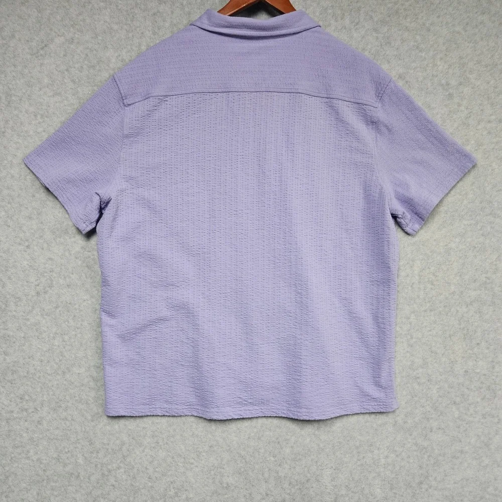 Goodfellow & Co Shirt Men XL Purple Seersucker Short Sleeve Camp Collar Casual